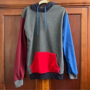 Pacific Blue Color Block Hoodie Large